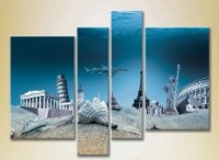 Pictură Rainbow Polyptych Monuments of world architecture under water 01 (2718178)