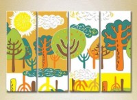 Pictură Rainbow Polyptych Multicolored forest 02 (2230582)