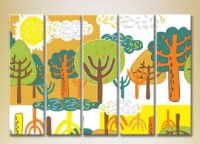 Pictură Rainbow Polyptych Multicolored forest 03 (2231793)