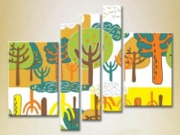 Pictură Rainbow Polyptych Multicolored forest 04 (2231794)
