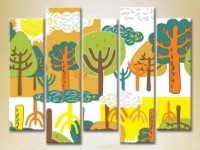 Pictură Rainbow Polyptych Multicolored forest 05 (2231795)