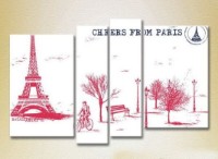 Pictură Rainbow Polyptych Paris graphic 03 (2718215)