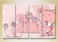 Pictură Rainbow Polyptych Pink Bear 01 (2230593)