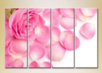 Pictură Rainbow Polyptych Pink Rose and Petals 01 (2932364)