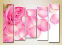 Pictură Rainbow Polyptych Pink Rose and Petals 03 (2932903)