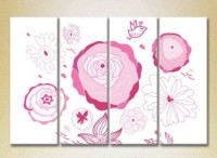Pictură Rainbow Polyptych Pink Roses 01 (2230587)