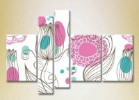 Pictură Rainbow Polyptych Pink Turquoise Floral Background 04 (2231797)