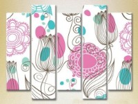 Pictură Rainbow Polyptych Pink Turquoise Floral Background 05 (2231798)