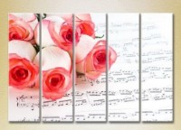 Pictură Rainbow Polyptych Roses on sheet music 02 (2932878)