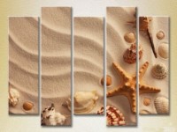 Pictură Rainbow Polyptych Seashells in the Sand 02 (2224785)