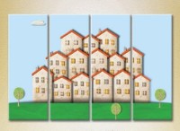 Pictură Rainbow Polyptych Small Houses 01 (2230549)