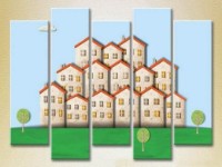 Pictură Rainbow Polyptych Small Houses 03 (2231771)