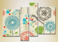 Pictură Rainbow Polyptych Sparrows on a background of flowers 03 (2230533) imaginea #1 — magazin online Desire.md