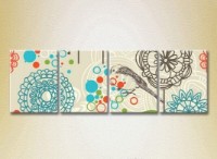 Pictură Rainbow Polyptych Sparrows on a background of flowers 05 (2230535) imaginea #1 — magazin online Desire.md