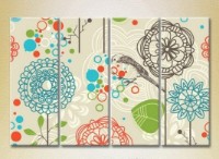 Pictură Rainbow Polyptych Sparrows on a background of flowers 06 (2230536)