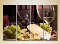 Pictură Rainbow Polyptych Still Life Wine Cheese Plate (2220270)