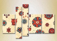 Pictură Rainbow Polyptych Texture beige red 06 (2231835)