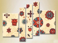 Pictură Rainbow Polyptych Texture beige red 07 (2231825)