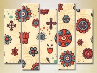 Pictură Rainbow Polyptych Texture beige red 08 (2231834)