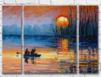 Картина Gallerix Fishermen in a boat at sunset (35110209)