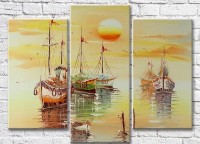 Картина Gallerix Fishing boats at the pier at sunrise (3485209)