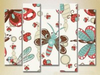 Pictură Rainbow Polyptych Texture Butterflies and Dragonflies 03 (2231819)