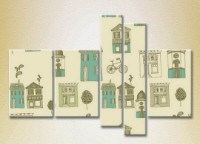 Pictură Rainbow Polyptych Texture Houses and bicycles 06 (2231841) imaginea #1 — magazin online Desire.md