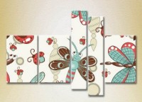 Pictură Rainbow Polyptych Texture of the butterfly and dragonfly 04 (2231820) imaginea #1 — magazin online Desire.md