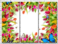 Pictură Gallerix Frame of multicolored tulips and butterflies (500567)
