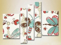 Pictură Rainbow Polyptych Texture of the butterfly and dragonfly 05 (2231821)