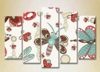 Pictură Rainbow Polyptych Texture of the butterfly and dragonfly 06 (2231822)