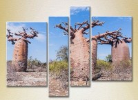 Pictură Rainbow Polyptych Three baobabs (2223689)
