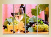 Pictură Rainbow Polyptych Wine Cheese Grapes (2220228)