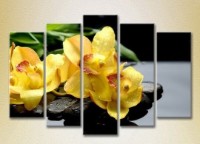Pictură Rainbow Polyptych Yellow Orchids on Stones 03 (2932817)