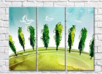Pictură Rainbow Poplar trees on the green planet drawing (500273)