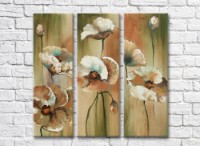 Pictură Rainbow Poppies on a green background (3572519)