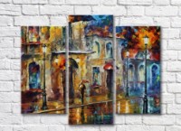 Pictură Rainbow Rainy Evening in the City (35110178)