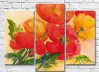 Pictură Rainbow Red and yellow poppies (3572540)