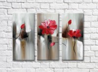 Pictură Rainbow Red flowers on an abstract background (3572585)