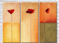 Pictură Rainbow Red poppies on a colorful background (3572506)