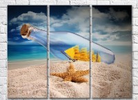 Pictură Rainbow Ship in a bottle and starfish in the sand (3469141)