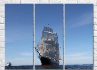 Pictură Rainbow Ship with white sails raised at sea (3469140)