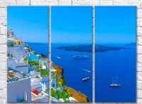 Pictură Rainbow Ships off the island of Thira (3469138)