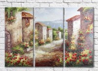 Pictură Rainbow Stone houses by the sea (3485200)