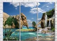 Pictură Rainbow Stone sculpture and waterfall (3469137)