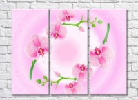 Pictură Rainbow Two green twigs with pink orchid flowers (500263)