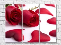 Pictură Rainbow Two red roses and heart shaped petals (500264)