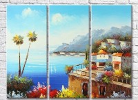 Картина Rainbow Village by the sea with a flower promenade (3485217)