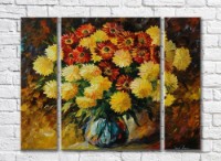 Pictură Rainbow Yellow and red chrysanthemums (35110179)