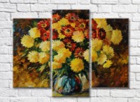 Pictură Rainbow Yellow and red chrysanthemums in a vase (35110180)